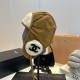 Brown Casual Street Letters Patchwork Fluffy Hat