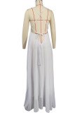 Pink Casual Solid Color Backless Spaghetti Strap Long Dresses (Without Belt)