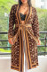 Dark Brown Street Letters Patchwork Strap Design Cardigan Collar Outerwear