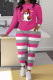 Rose Red Casual Print Patchwork O Neck Long Sleeve Two Pieces