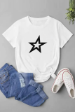 Orange Casual Street The stars Print O Neck T-Shirts