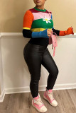 Yellow Casual Colorblock Flowers Pocket Patchwork O Neck Tops
