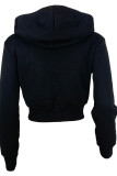 Red Casual Solid Color Zipper Hooded Outerwear