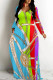 Multicolor Casual Street Floral Print Letters Chain print Pocket Contrast V Neck Printed Dresses