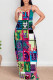 Multi-color Sexy Street Floral Print Letters Pocket Contrast U Neck Printed Dresses
