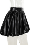 Black Street Solid Color Patchwork Ruched Boot Cut High Waist Speaker Patchwork Bottoms