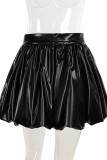 Black Street Solid Color Patchwork Ruched Boot Cut High Waist Speaker Patchwork Bottoms