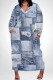 Baby Blue Casual Street Faux Denim Print Pocket V Neck Printed Plus Size Dresses