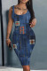 Dark Blue Print Basic U Neck Vest Dresses