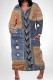 Dark Blue Casual Street Faux Denim Print Pocket V Neck Printed Plus Size Dresses