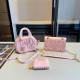 Pink Casual Daily Letters Metal Accessories Trim Chains Texture Bags