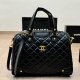 Black Casual Street Letters Patchwork Texture Bags
