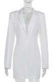 White Sexy Solid Color Patchwork Deep V Neck Wrapped Skirt Dresses