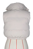 Apricot Casual Solid Color Zipper Mandarin Collar Outerwear