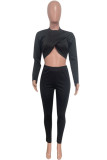 Light Brown Sexy Hot Solid Color Irregular Half A Turtleneck Long Sleeve Two Pieces (Without Belt)