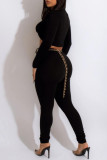 Light Brown Sexy Hot Solid Color Irregular Half A Turtleneck Long Sleeve Two Pieces (Without Belt)