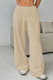 Khaki Casual Solid Color Basic Regular Mid Waist Conventional Solid Color Trousers