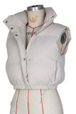Apricot Casual Solid Color Zipper Mandarin Collar Outerwear