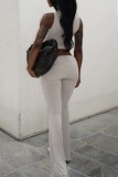 Light Gray Sexy Hot Solid Color Hollow Out O Neck Sleeveless Two Pieces
