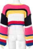 Colour Casual Colorblock Hollow Out Patchwork O Neck Tops