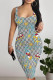 Grey Sexy Street Zebra Print Cartoon Print Flowers Letters Contrast U Neck Printed Dresses