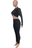 Light Brown Sexy Hot Solid Color Irregular Half A Turtleneck Long Sleeve Two Pieces (Without Belt)