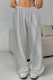 Grey Casual Solid Color Basic Regular Mid Waist Conventional Solid Color Trousers