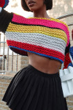 Colour Casual Colorblock Hollow Out Patchwork O Neck Tops