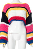 Colour Casual Colorblock Hollow Out Patchwork O Neck Tops