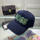 Blue Casual Daily Letters Embroidered Contrast Hat
