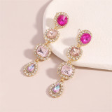 Pink Casual Daily Patchwork Rhinestone Earrings
