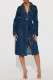 Deep Blue Casual Solid Color Buttons Turndown Collar Long Sleeve Regular Denim Dresses