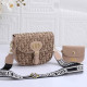Khaki Street Letters Patchwork Bags