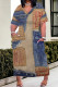 Blue Coffee Casual Street Faux Denim Print Pocket V Neck Printed Plus Size Dresses