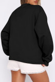 Black Casual Solid Color Patchwork O Neck Tops