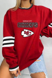 Red Casual Print Patchwork O Neck Tops(polyester material, subject to the actual product)