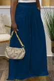 White Casual Street Daily Solid Color Pocket Loose High Waist Wide Leg Solid Color Bottoms
