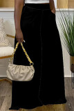 White Casual Street Daily Solid Color Pocket Loose High Waist Wide Leg Solid Color Bottoms