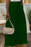 White Casual Street Daily Solid Color Pocket Loose High Waist Wide Leg Solid Color Bottoms