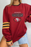 Red Casual Print Patchwork O Neck Tops(polyester material, subject to the actual product)