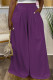 Purple Casual Street Daily Solid Color Pocket Loose High Waist Wide Leg Solid Color Bottoms