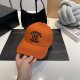 Orange Casual Street Letters Embroidered Patchwork Hat