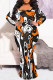 Black And White Sexy Street Leopard Print Gradient Contrast V Neck Fishtail Plus Size Dresses
