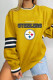 Yellow Casual Print Patchwork O Neck Tops(polyester material, subject to the actual product)