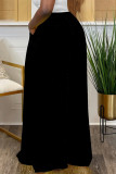White Casual Street Daily Solid Color Pocket Loose High Waist Wide Leg Solid Color Bottoms