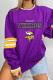 Purple Casual Print Patchwork O Neck Tops(polyester material, subject to the actual product)