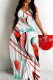 White Red Sexy Casual Print Backless Spaghetti Strap Long Dresses