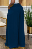 White Casual Street Daily Solid Color Pocket Loose High Waist Wide Leg Solid Color Bottoms