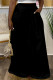 Black Casual Street Daily Solid Color Pocket Loose High Waist Wide Leg Solid Color Bottoms