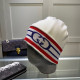 White Casual Daily Letters Weave Contrast Hat